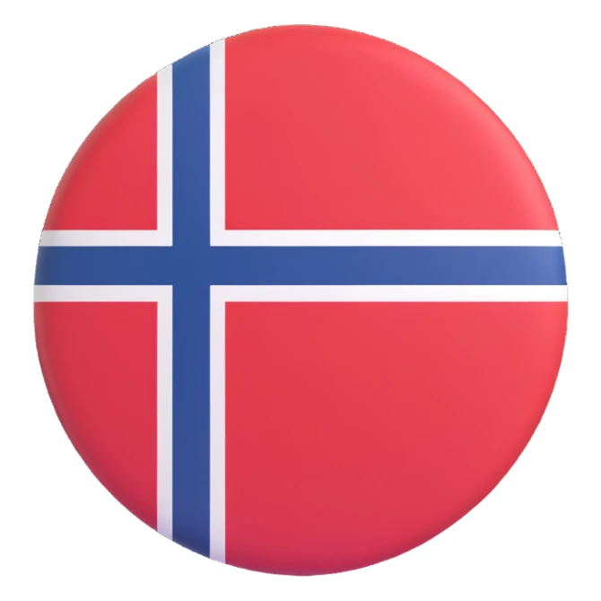 Norwegian flag of Norway circular 3D icon, dimensional, no text sticker