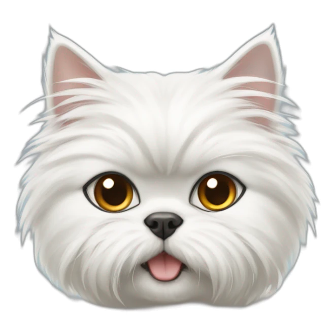 white persian cat with a yorkie dog sticker