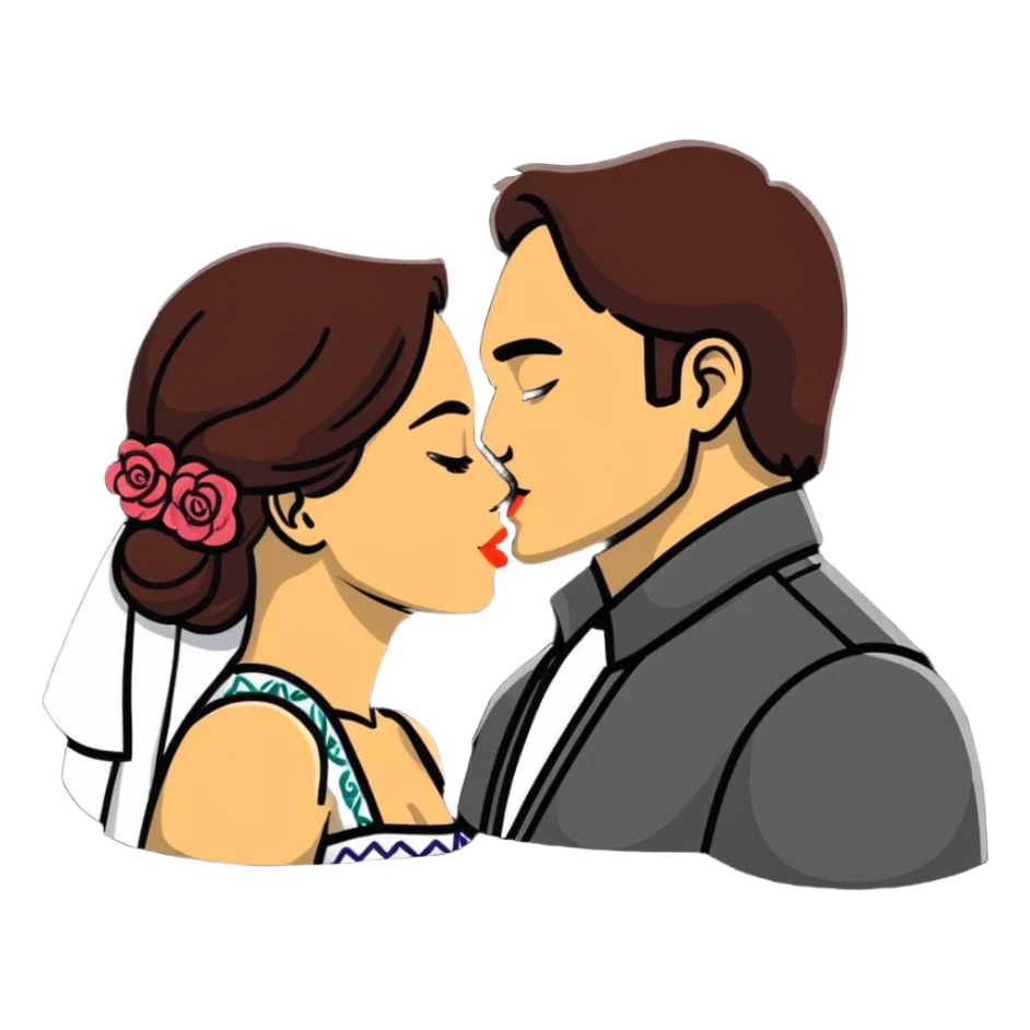 Russian and Mexican couple kissing sticker
