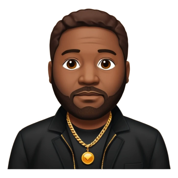 Gerald Levert with dark brown hair, black outfit sticker