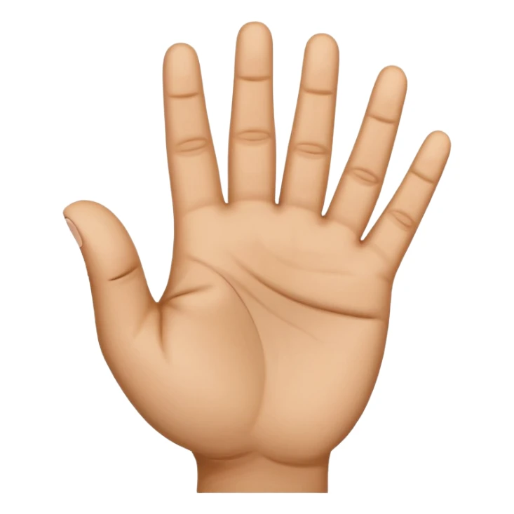 open hand, palm facing viewer, thumb folded in, four fingers up, number 4 hand sign sticker