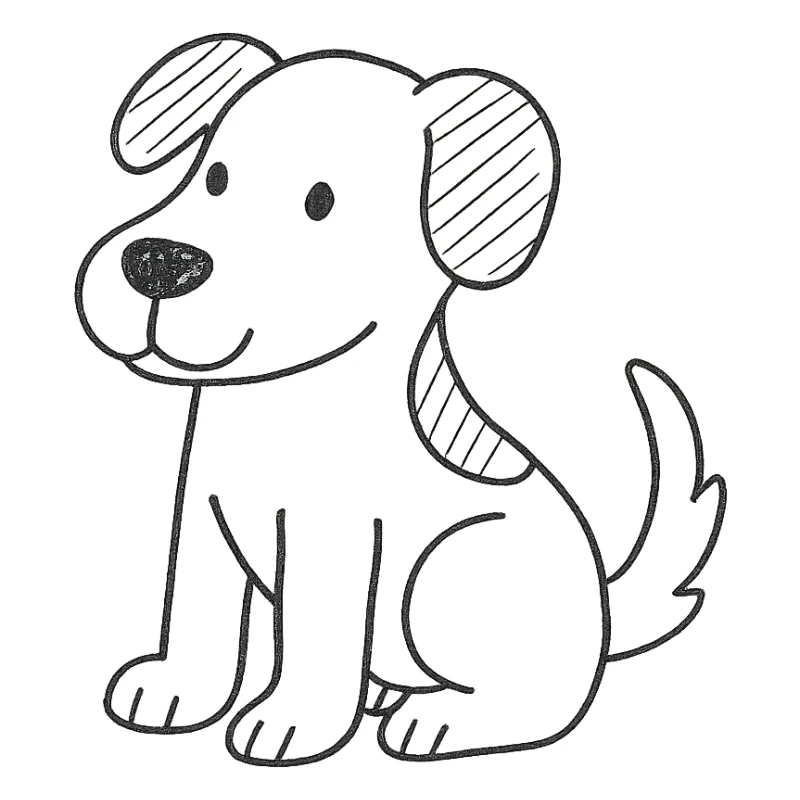 brown and white cartoon dog hand drawn outlined icon sticker