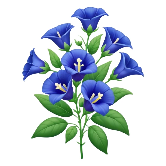 big bouquet Blue Butterfly Pea flower, stem, leaf sticker