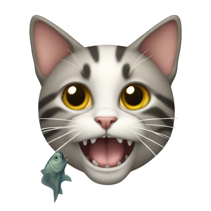 Cat with fish in its mouth  sticker