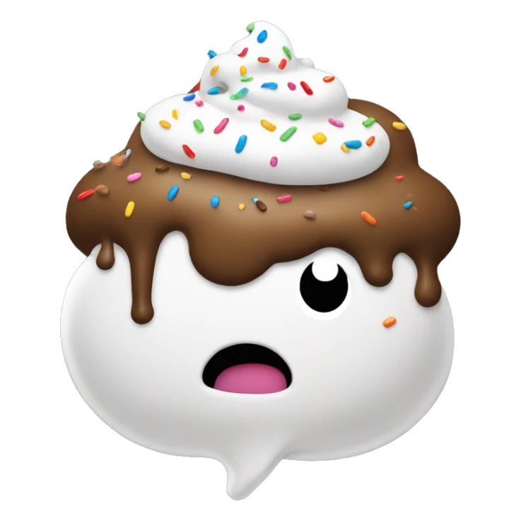 Poop emoji but white like squirty cream with sprinkles on top sticker