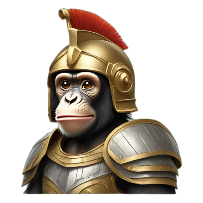 Chimpanzee wearing ancient greek armour and helmet sticker