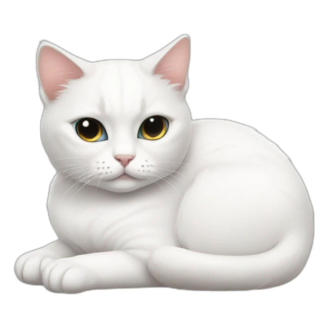 lazy white cat with black around the eyes sticker