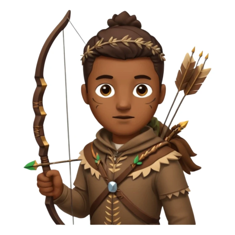 The classic hunter image with a bow and arrow on his back, dressed in brown with some animal made decorations sticker