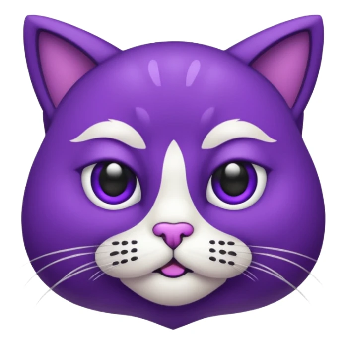 Gato roxo com olhos preto e brand sticker
