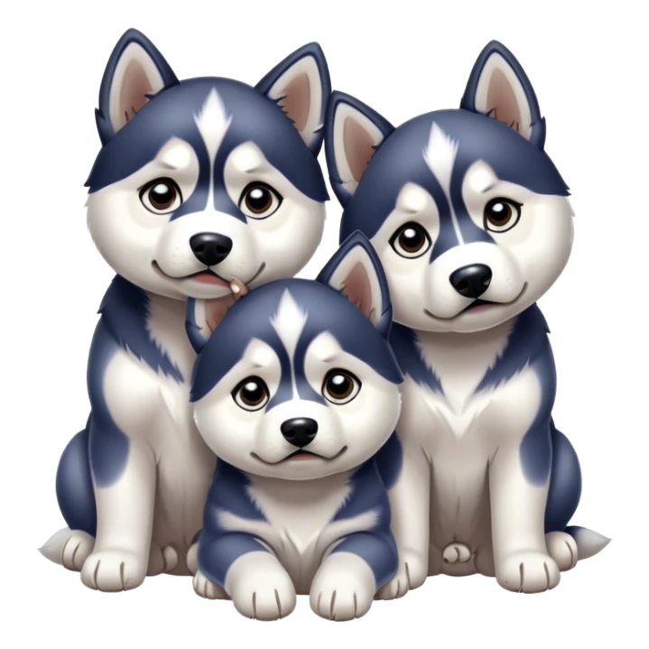 very sad three puppies 
huskies look pitifully sticker