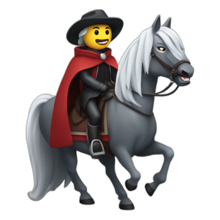 Un vampire qui monte sur un cheval blanc qui porte une écharpe sticker