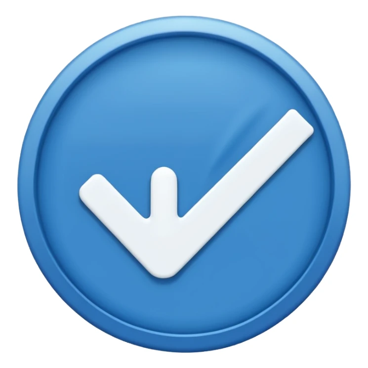 Blue circle with a tick in the middle sticker