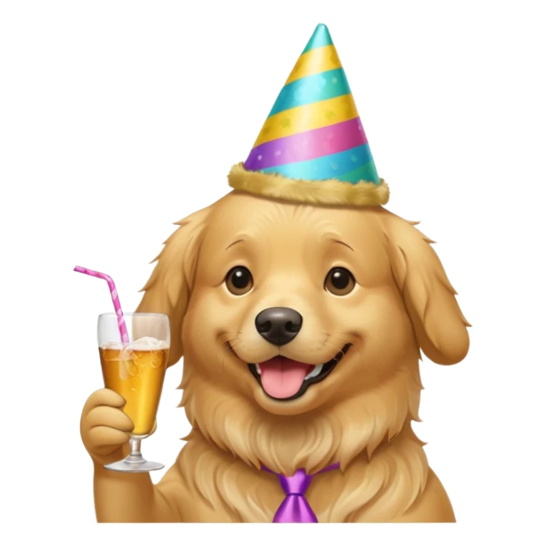 golden retriever partying drinking alcohol  sticker