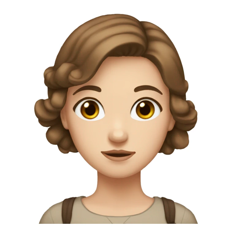 white girl with short brown hair and eyes with brown bow sticker