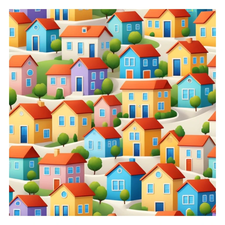 Neighborhood with colorful houses sticker