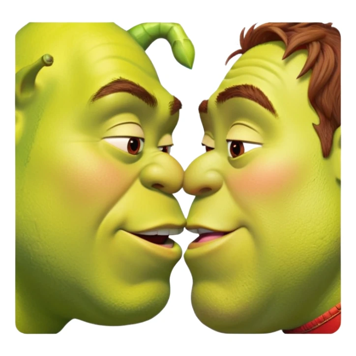 Lightning McQueen kissing Shrek on the lips sticker