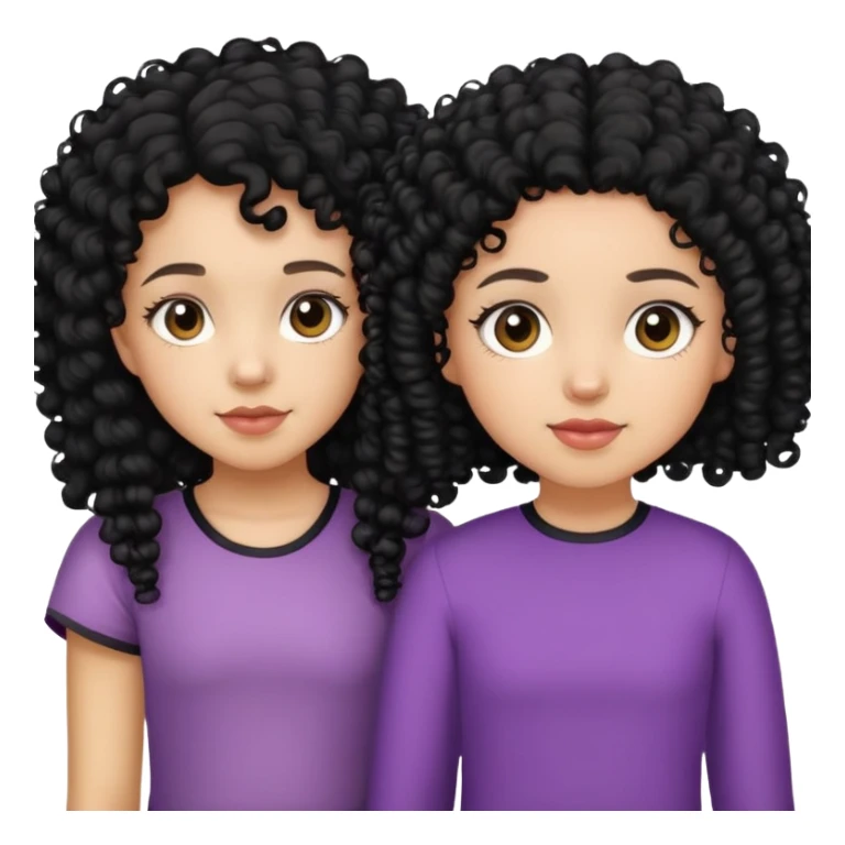 big sister little sister both lightskin with black curly hair  sticker