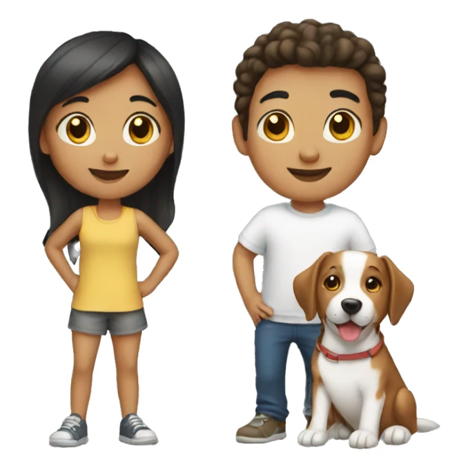 Girl and boy with a dog sticker