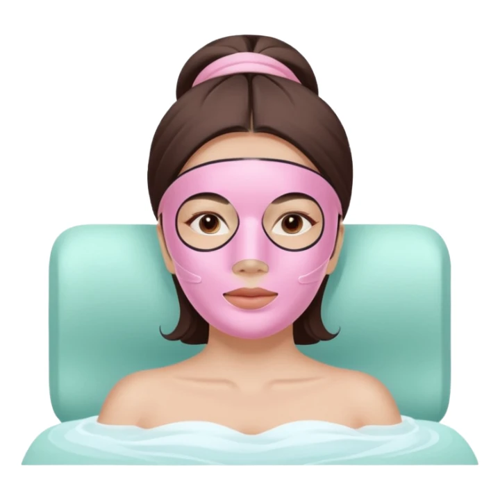 Lady with pastel pink face mask spa beauty full face relaxing sticker