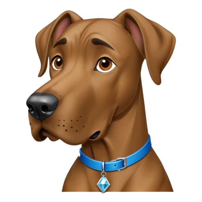 scooby doo, brown large great dane with blue collar diamond shaped dog tag with gold s in middle sticker