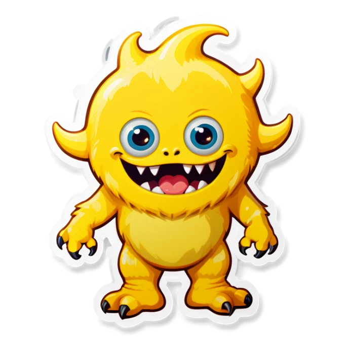 kind funny yellow baby monster sticker
