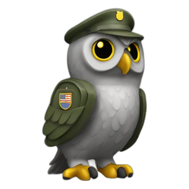 Owl with military GPNVG-18 sticker