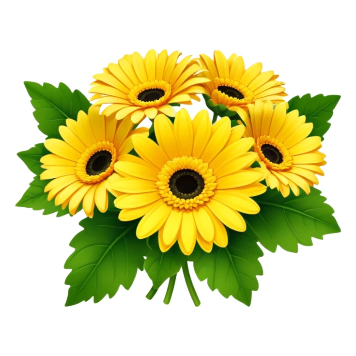bouquet Sunshine Yellow Gerbera Daisy
, luxuriant, leaf, bud sticker