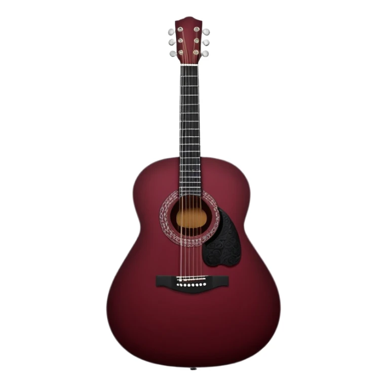 super dark maroon acoustic guitar with black lace details sticker