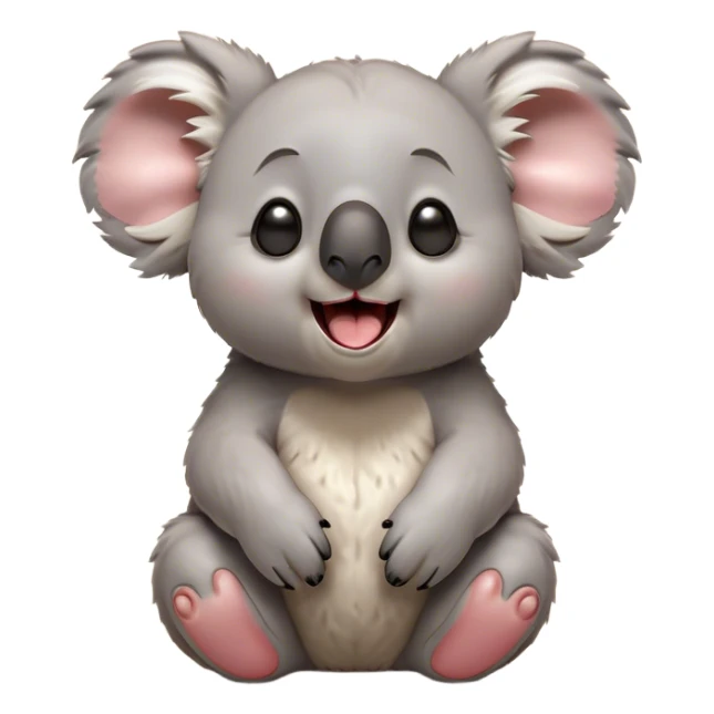 Cinematic Cute Yawning Koala Portrait Emoji, Head tilted slightly with a dramatic, wide-open yawn, showcasing a soft, downy grey fur with drooping ears and round eyes barely open in drowsy contentment, Simplified yet irresistibly adorable features, highly detailed, glowing with a soft, cozy glow, high shine, relaxed yet expressive, stylized with a touch of gentle whimsy, bright and endearing, soft glowing outline, capturing the essence of a sleepy yet affectionate koala, so drowsy it feels like it could stretch out of the screen and curl up for a nap! sticker
