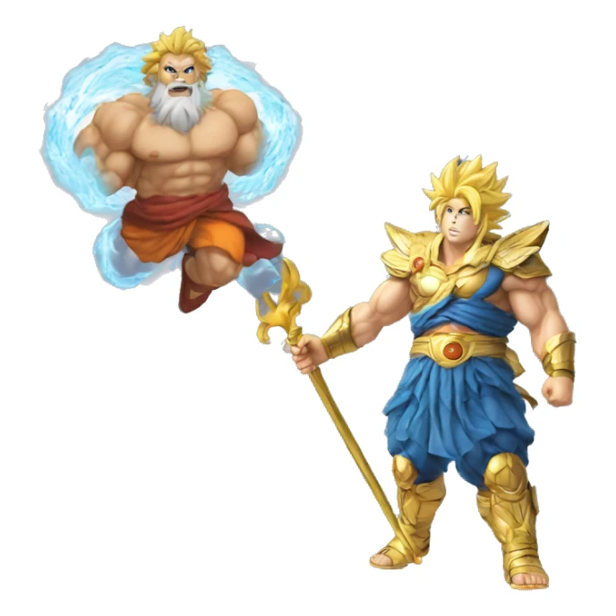 Zeus and Goku on the Nimbus sticker