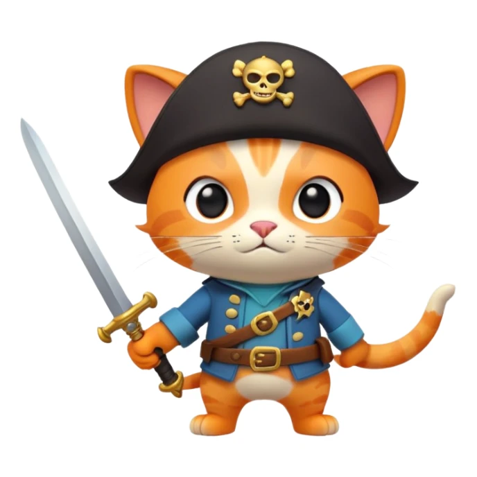 Kwazii from Octonauts, adventurous orange cat pirate holding a sword sticker