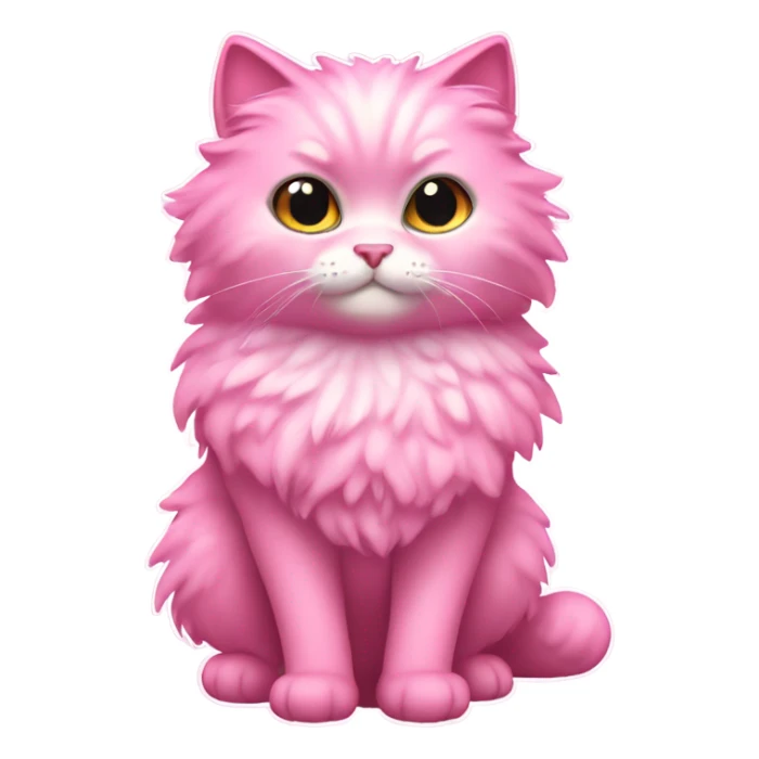 Pink full body fluffy cat with glitter female sticker