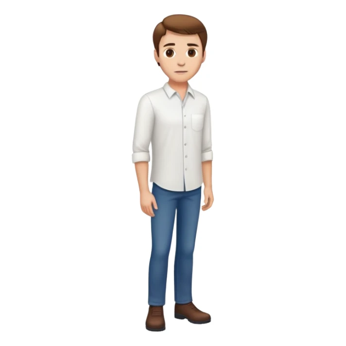 White Man standing with brown hair and white shirt full body sticker