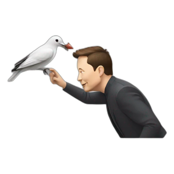 elon musk catching bird with X logo sticker