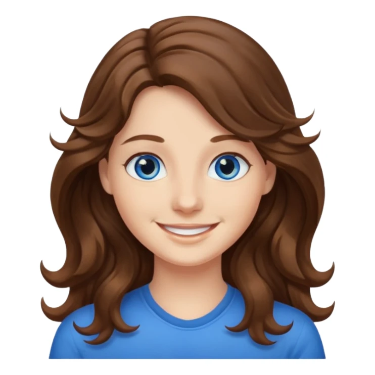 Long wavy hair, brown hair, blue eyes Caucasian sticker