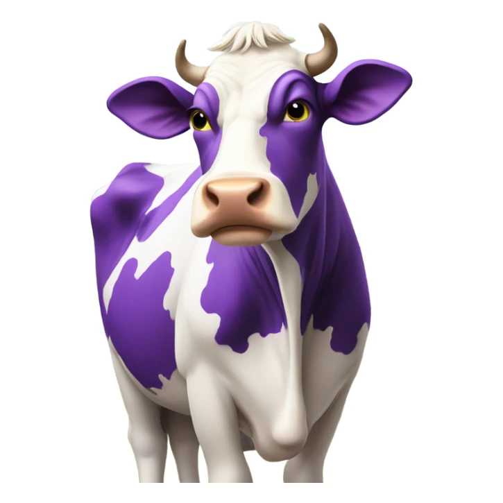 Purple and yellow cow sticker