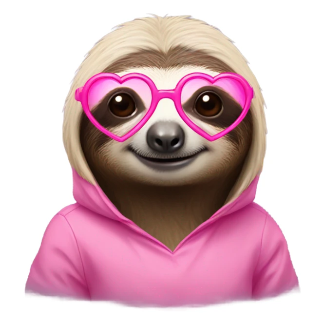 Sloth with pink heart glasses on  sticker