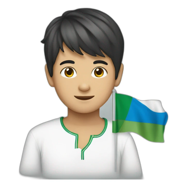uzbek boy with uzbekistan flag sticker