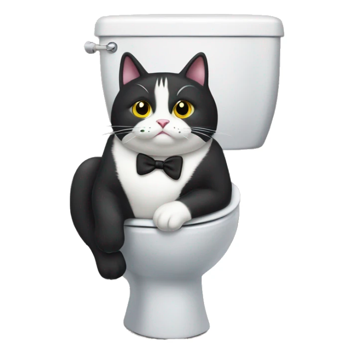 Fat Tuxedo cat on toilet  sticker