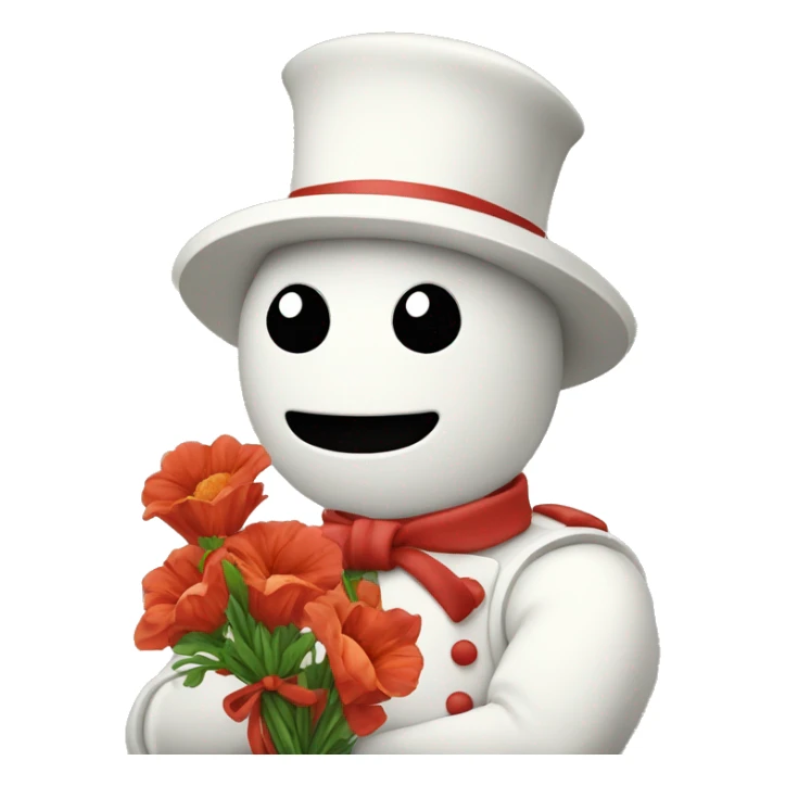 Bonhomme malheureux avec un bouquet de fleurs dans les mains sticker