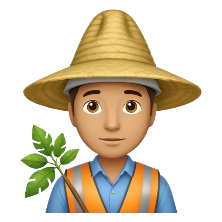 an surveyor man wearing a large leaf conicat sticker