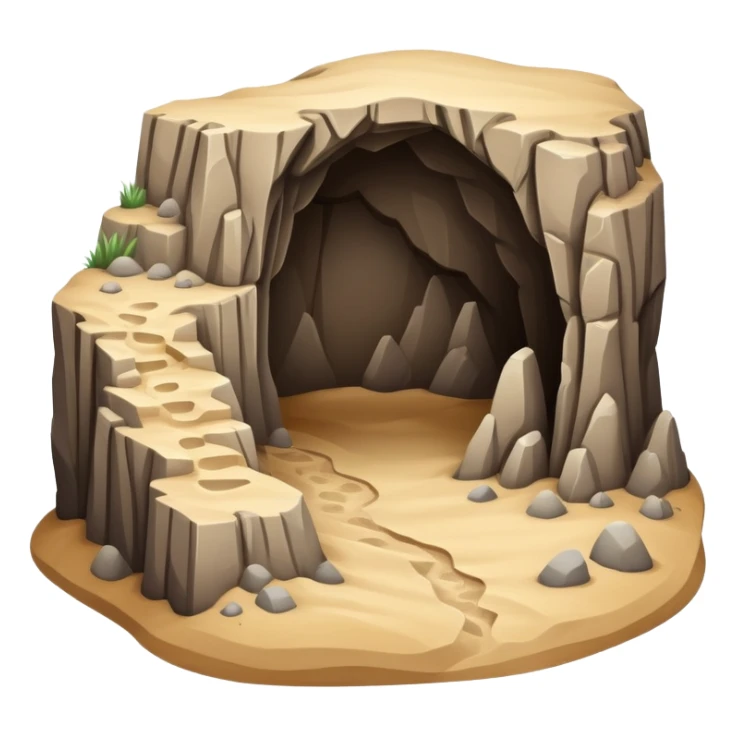 generate realistic detailed cave in 3d style with sand  sticker
