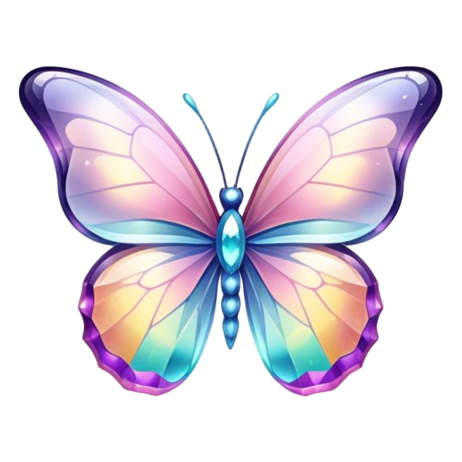 Shiny sparkly transparent colorful pastel glass-crystal-butterfly sticker