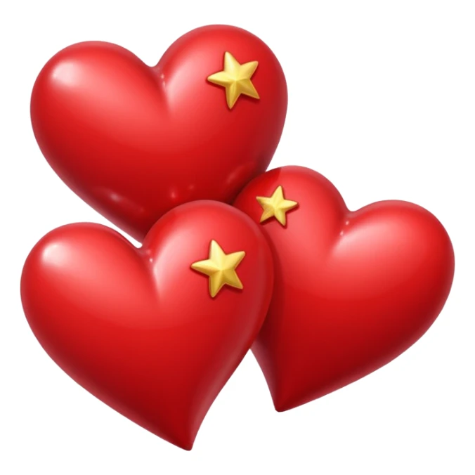 Two red hearts one beyond another with some stars in both the hearts sticker