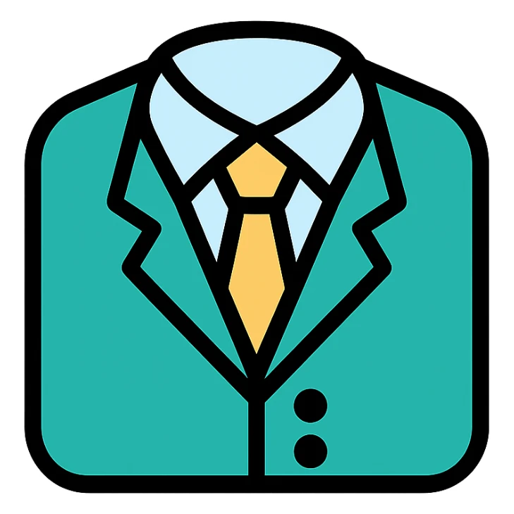 business suit icon with color outline sticker