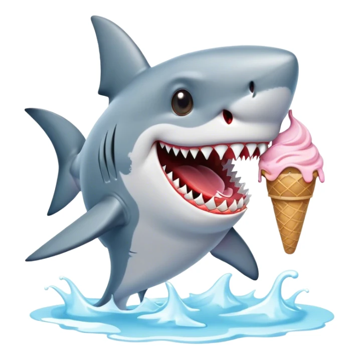 Shark eating ice cream sticker