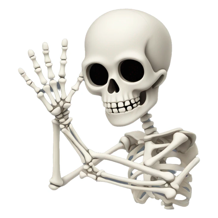 skeleton raising right hand, shown from the shoulders up sticker