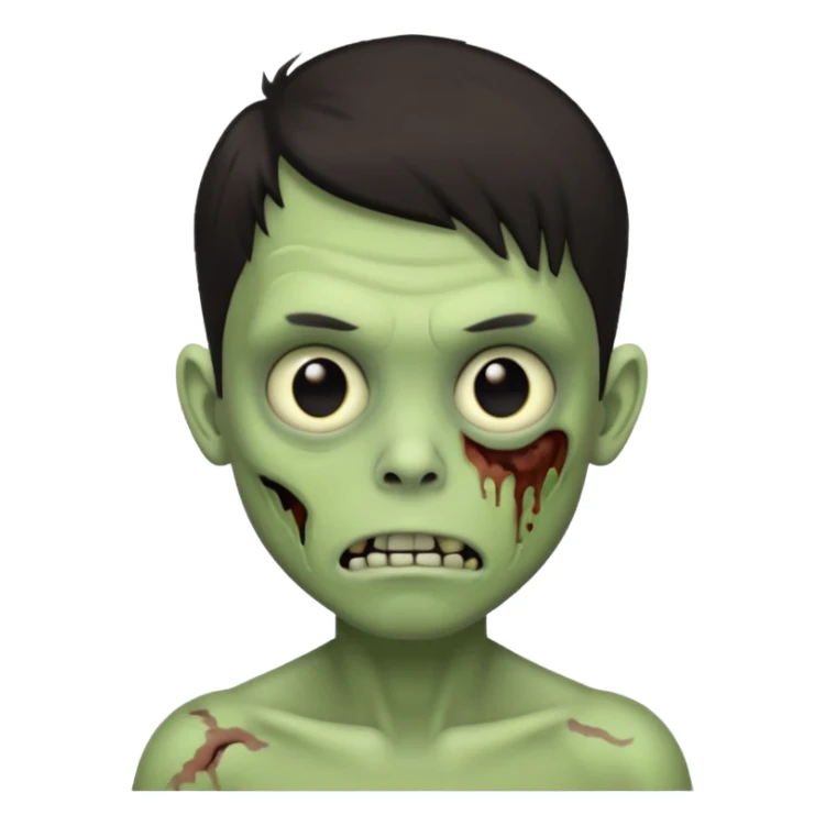 light green zombie boy emoji with dark medium hair sticker