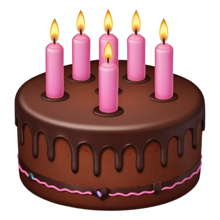 Create a chocolate birdthay cake with pink candles sticker