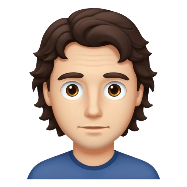 White guy, no beard, dark brown wavy hair and eyes sticker